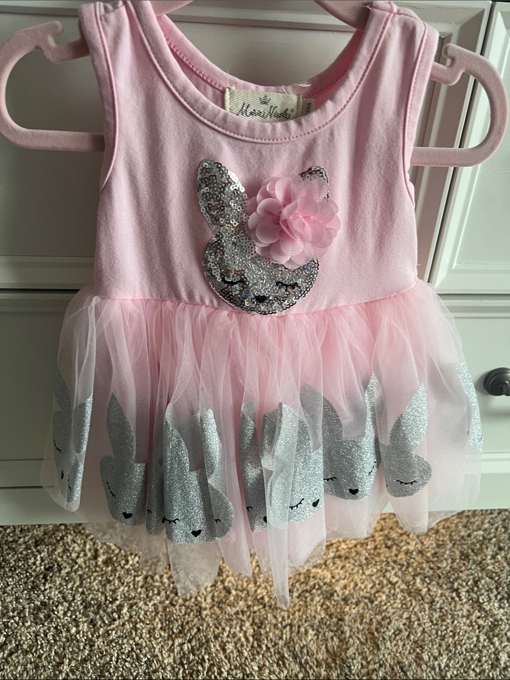 Pink Sequin Bunny Tulle One-Piece for Kids